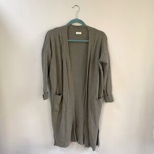 Debut Olive Green Long Sleeve Open Front Duster Cardigan Size Medium